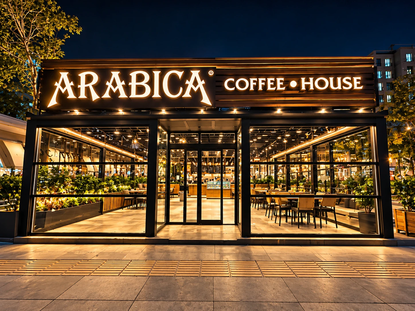 Arabica Coffee House | Giyotin Cam Sistemi Uygulaması